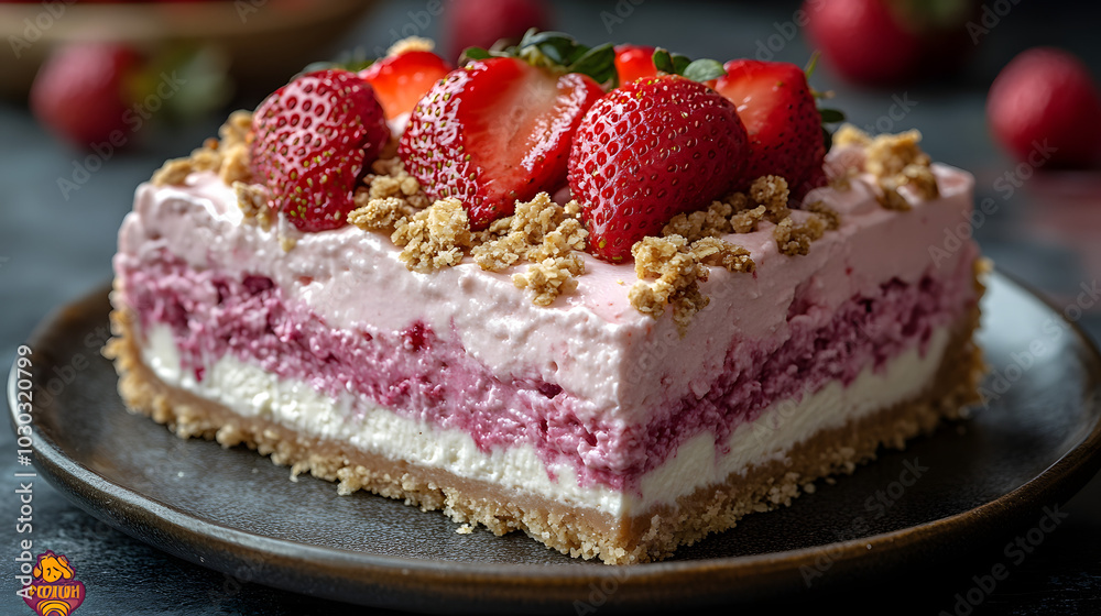 Strawberry Cream Cheese Mini Cake with Graham Cracker Crust, Topped with Fresh Strawberries and Whipped Cream.
Strawberry Cream Cheese Mini Cake with Graham Cracker Crust, Topped with Fresh Strawberries and Whipped Cream.