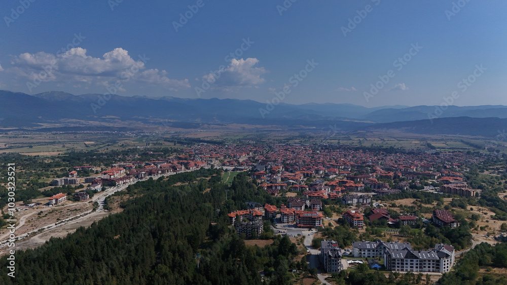 Fototapeta premium Ariel View of Bansko city in Bulgaria