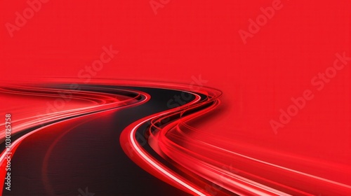 Red road with red light and glow speed movement tech abstract background photo