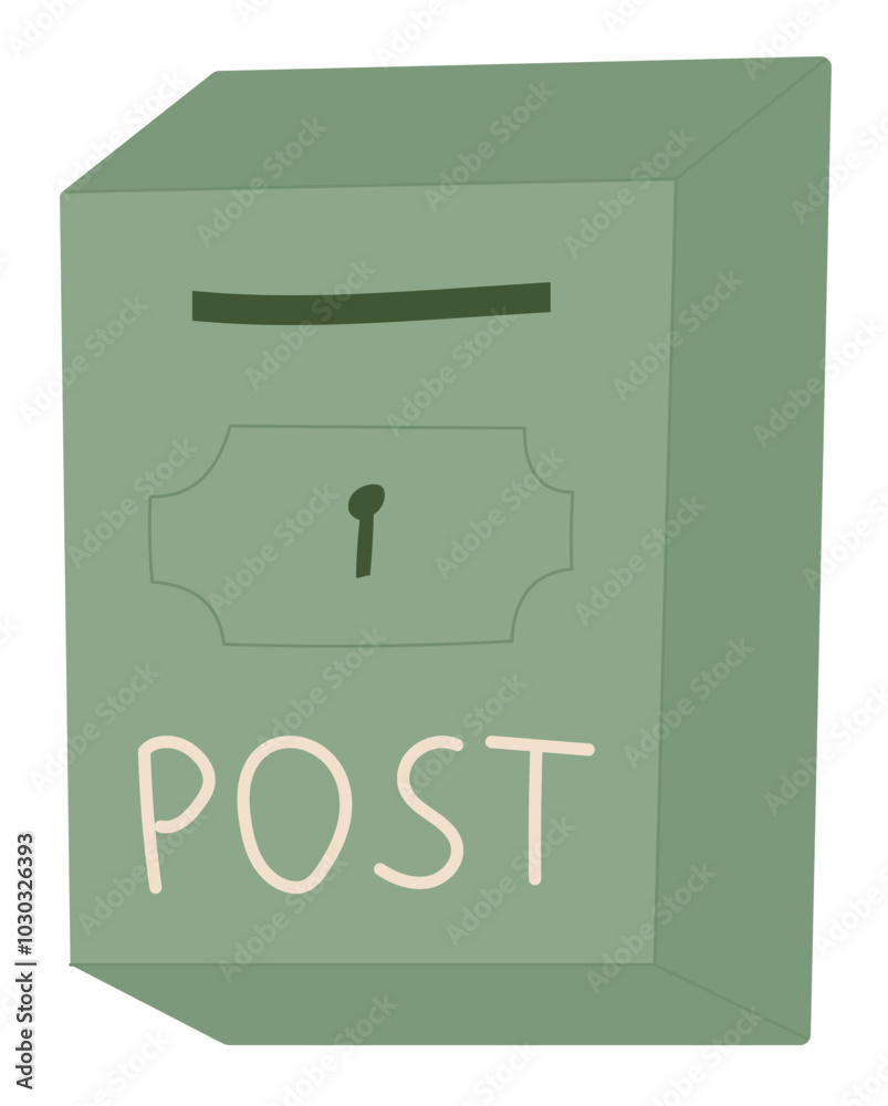 Simple postbox sticker in flat cartoon graphic style, representing mail and letter delivery. Creative stationery design with message and postal themes, ideal for communication correspondence projects. Simple postbox sticker in flat cartoon graphic style, representing mail and letter delivery. Creative stationery design with message and postal themes, ideal for communication correspondence projects.