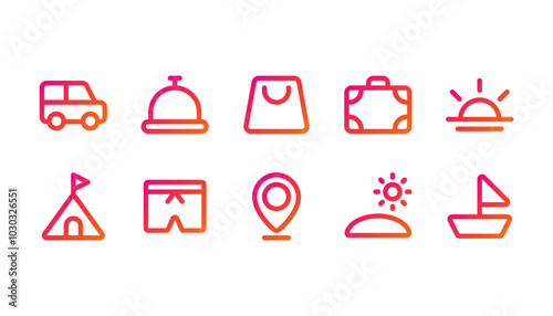 Travel icon pack line gradient style