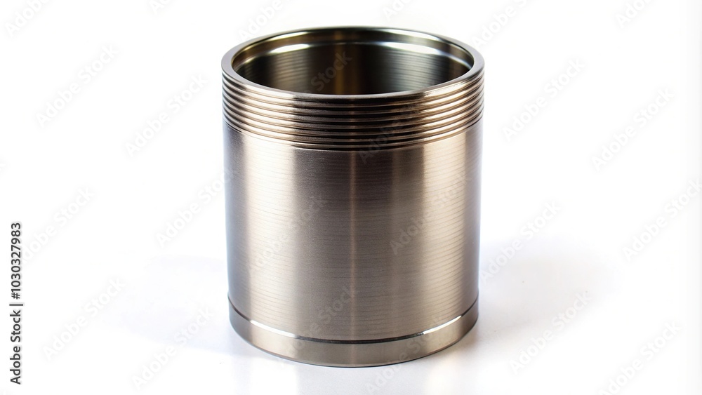 Isolated metallic cylinder liner sleeve on white background Isolated metallic cylinder liner sleeve on white background