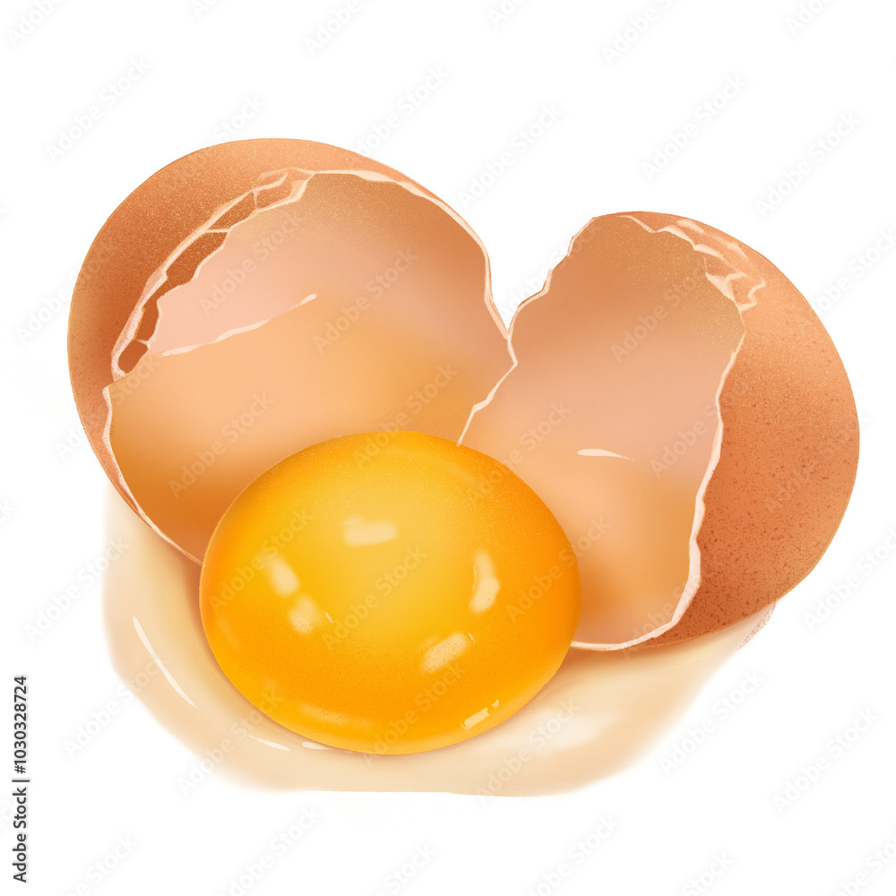cracked egg with brown egg shell realistic illustration with transparent background cracked egg with brown egg shell realistic illustration with transparent background
