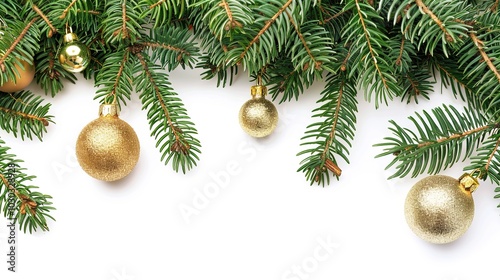 christmas background with christmas branches and decorations