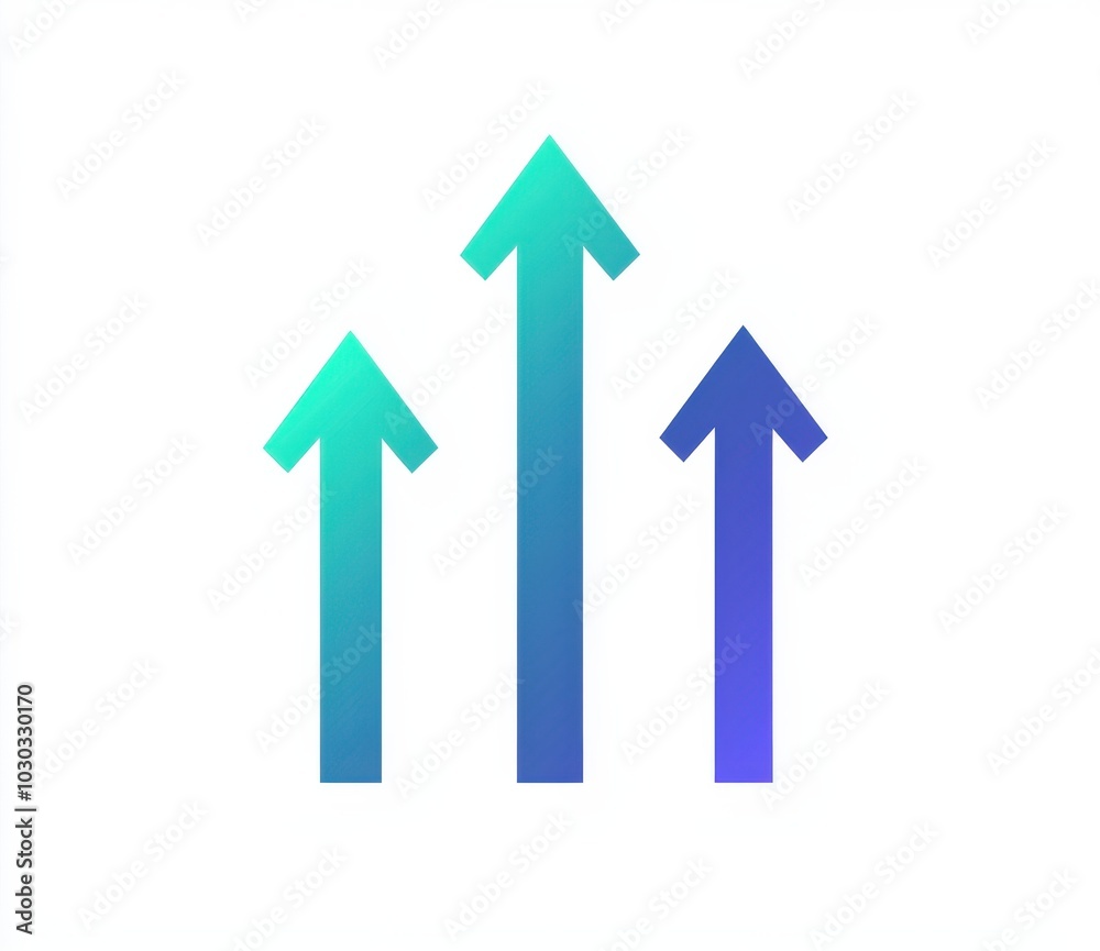 Blue and green arrows pointing upwards on a white background symbolizing growth, progress, and success Blue and green arrows pointing upwards on a white background symbolizing growth, progress, and success