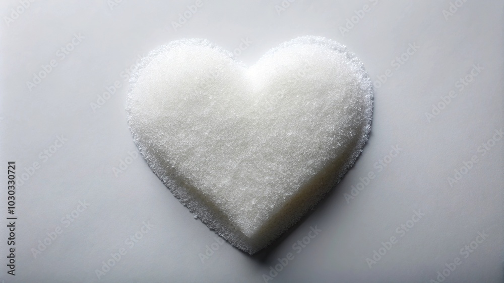 White sugar heart shape isolated on white background silhouette White sugar heart shape isolated on white background silhouette