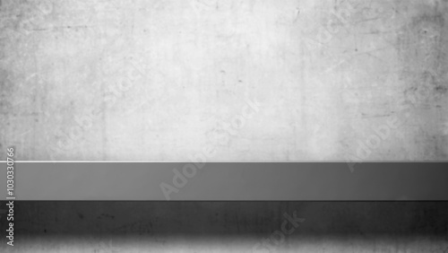 Empty table top with white concrete wall. Abstract pattern of concrete wall