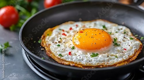 Deliciously cooked fried egg with fresh vegetables a perfect breakfast recipe to start your day right photo