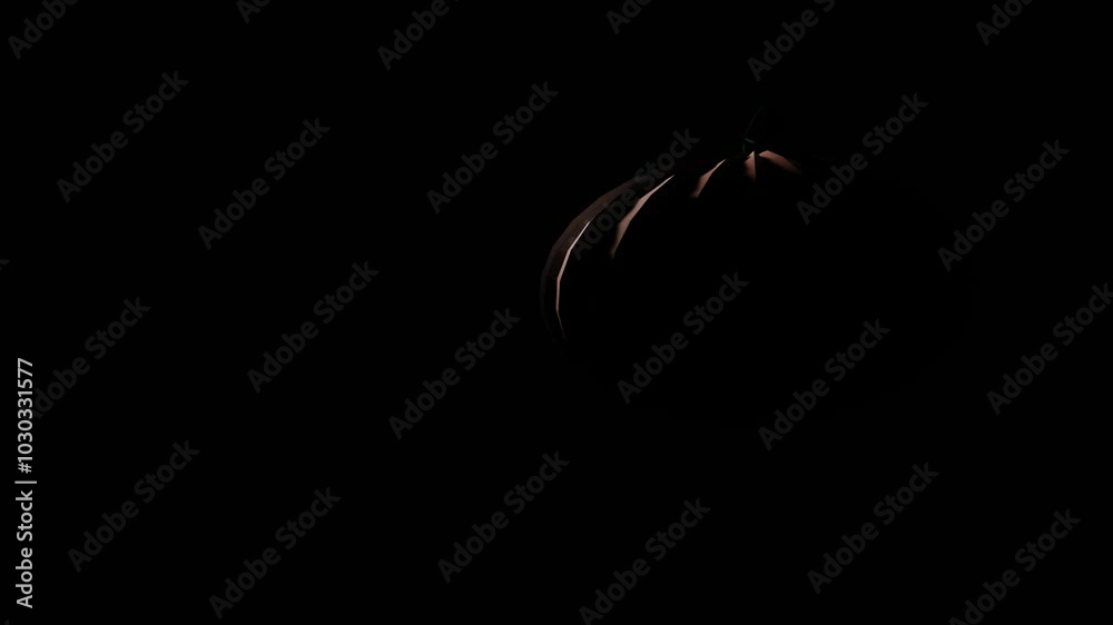 Halloween pumpkin in the dark glows with its carvings, Halloween spooky pumpkin with spacing, dark theme, trick or treat, halloween decoration and celebration background Halloween pumpkin in the dark glows with its carvings, Halloween spooky pumpkin with spacing, dark theme, trick or treat, halloween decoration and celebration background