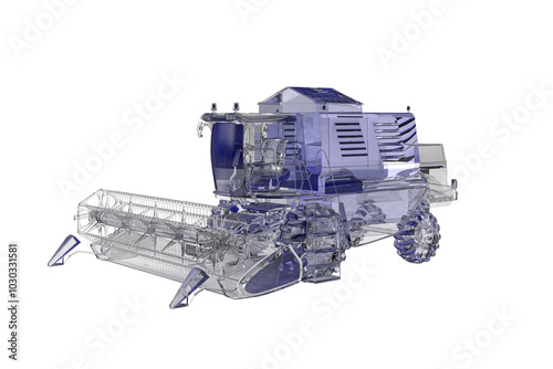 Agricultural vehicles, combine harvester, isolated model