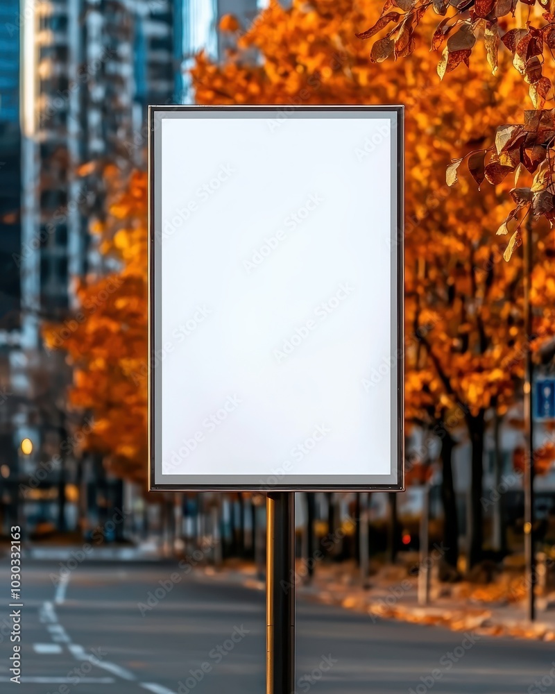 Urban Billboard Surrounded by Autumn Colors Urban Billboard Surrounded by Autumn Colors