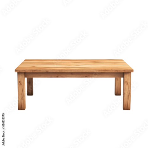 Wooden Table with White Background.