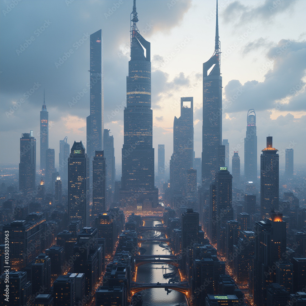 Naklejka premium Metropolitan city skyline