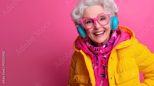 Vibrant Senior Woman Embracing Joyful Moments