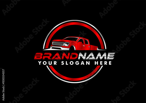 pickup logo vector emblem badge template isolated on black background