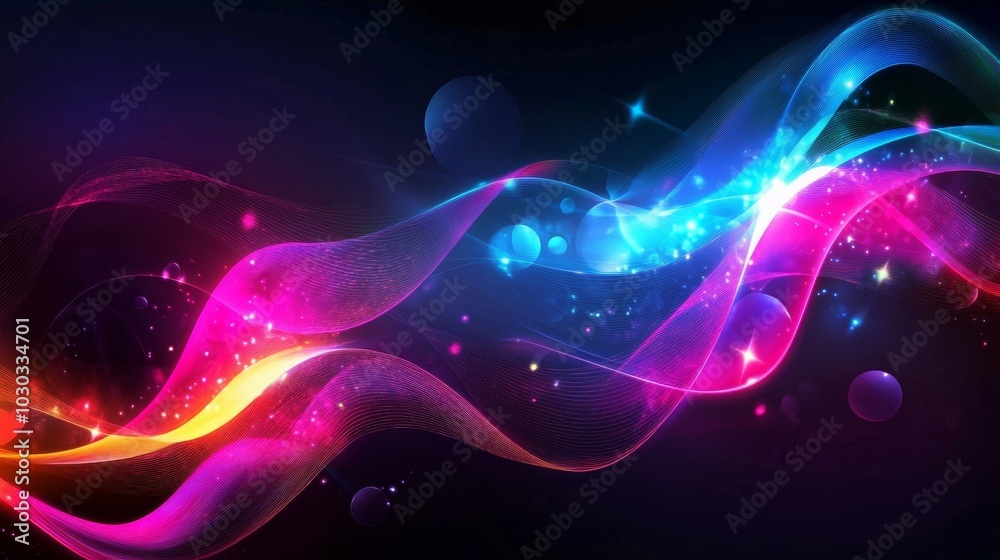 Obraz premium Vibrant neon wave pattern a colorful abstract background design for digital art and media
