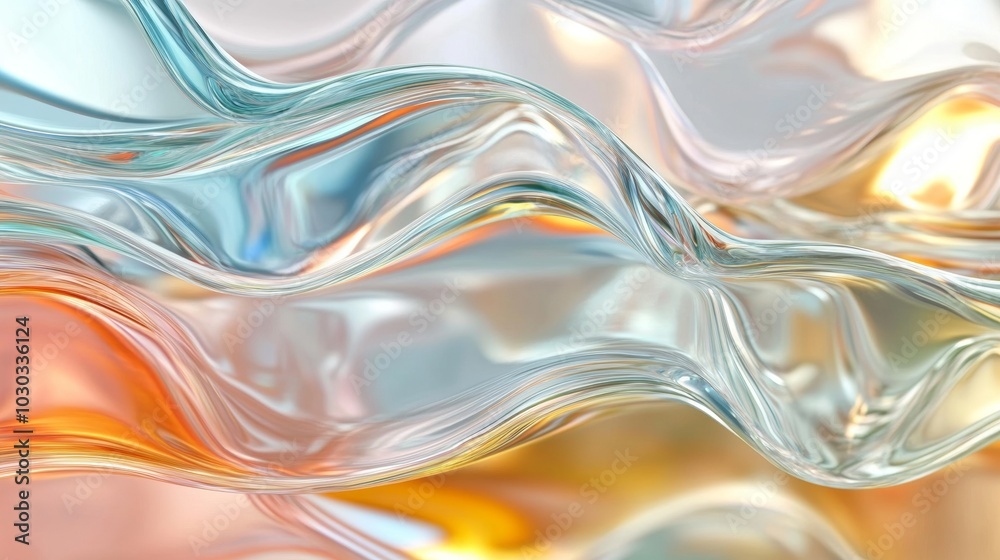 Obraz premium Abstract wavy glass shapes background featuring fluid curves and smooth textures