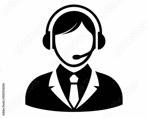 Silhouette of a Person , Communication Technology, Call Center, Customer Service, Professional Setting, Tech Equipment, Business Communication