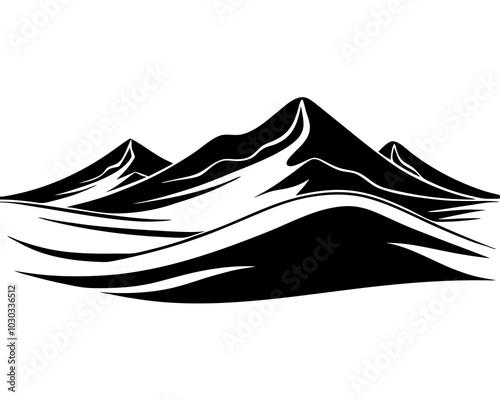 Desert sand dunes silhouette vector illustration