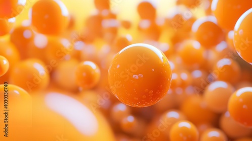 Various orange shapes. Abstract background of spheres