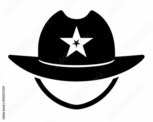 cowboy stetson hat silhouette,sheriff hat silhouette,sheriff hat vector illustration