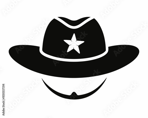 cowboy stetson hat silhouette,sheriff hat silhouette,sheriff hat vector illustration