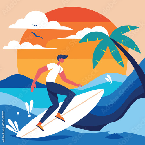 surfing vector illustration graphic design photo