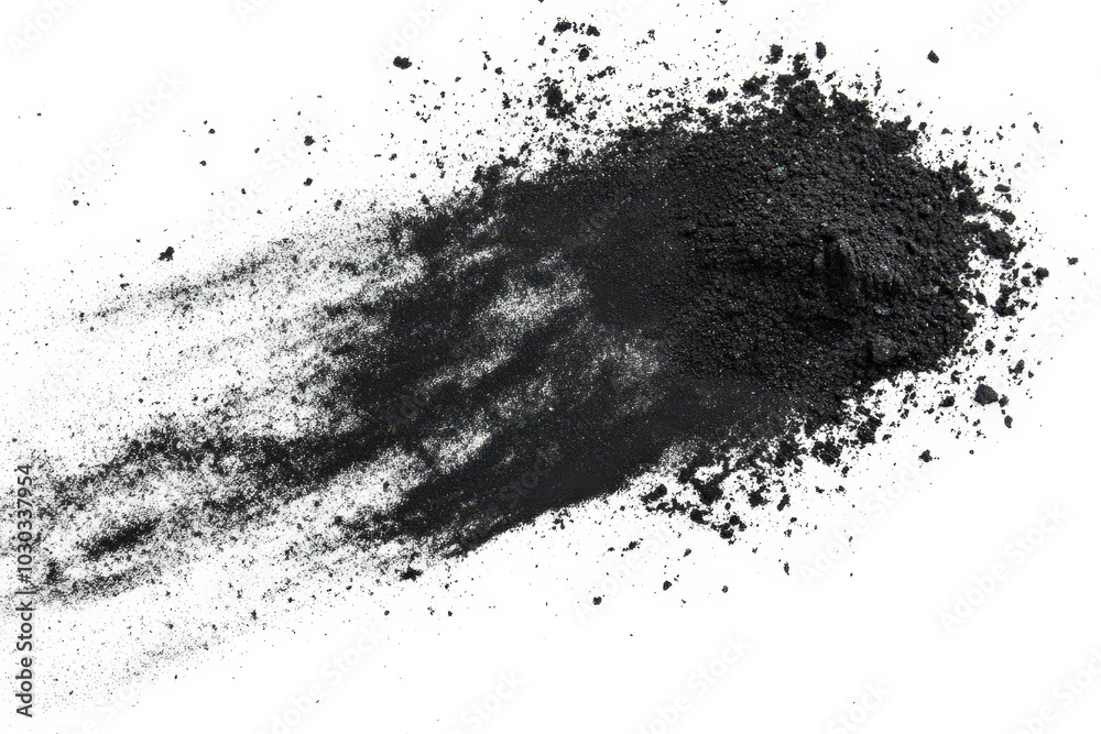 Black Charcoal Dust on White Background Black Charcoal Dust on White Background