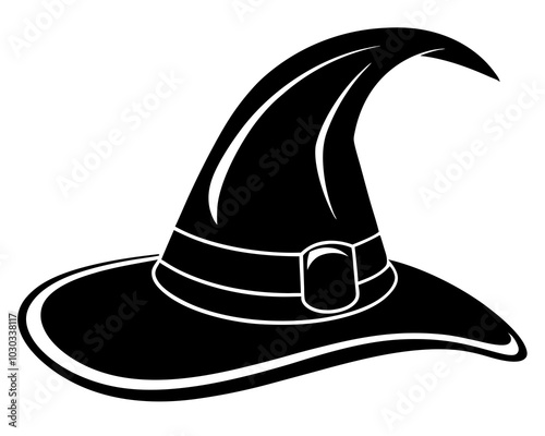 wizard hat silhouette, mage hat silhouette, witch hat silhouette vector