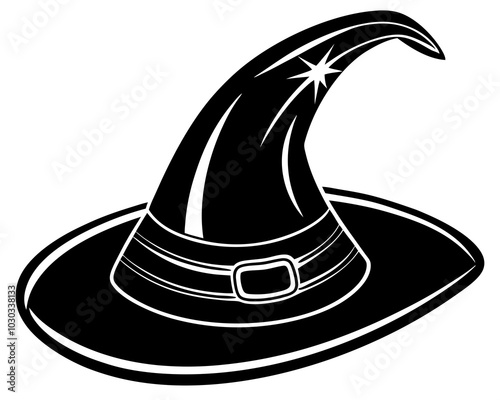 wizard hat silhouette, mage hat silhouette, witch hat silhouette vector