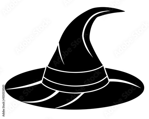 wizard hat silhouette, mage hat silhouette, witch hat silhouette vector