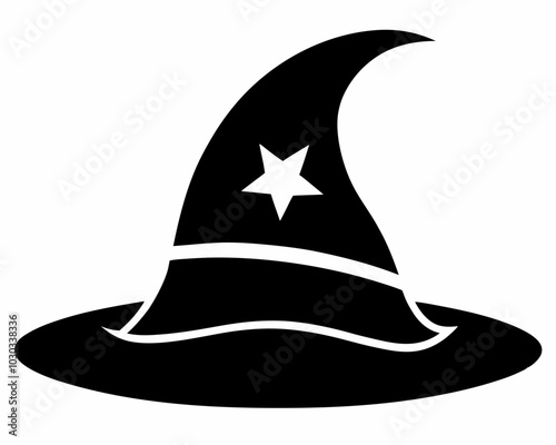 wizard hat silhouette, mage hat silhouette, witch hat silhouette vector