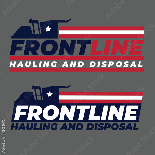 "Frontline" truck logo with blue, red, and gray colors