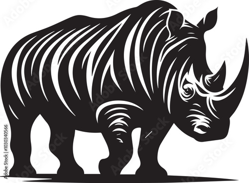 Canvas Print black and white rhinoceros