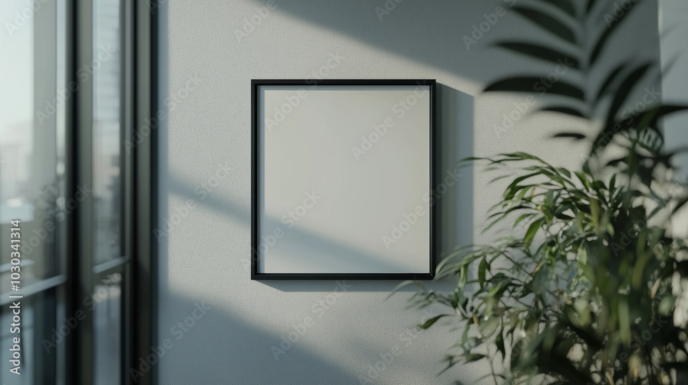 Blank Frame Mockup on a Grey Wall. Blank Frame Mockup on a Grey Wall.