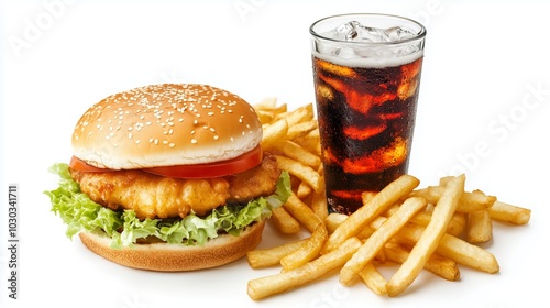 Hamburger, French Fries and Soda.