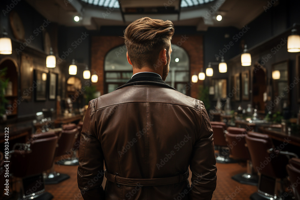 Professional hairdresser man in a modern loft interior barbershop generative AI Professional hairdresser man in a modern loft interior barbershop generative AI