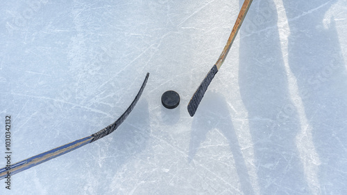 Photography Ice hockey players on the scratches surface abstract background ice arena