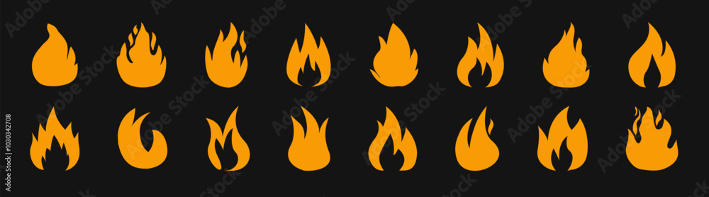 Fire icons set, concept of flame, fire, icon, vector illustration. Icons of a burning fire Fire icons set, concept of flame, fire, icon, vector illustration. Icons of a burning fire