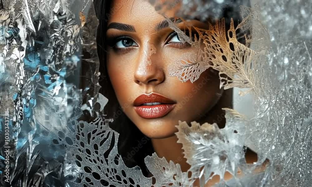 A close-up portrait of a woman's face, partially obscured by a delicate lace pattern, with a soft, dreamy background. A close-up portrait of a woman's face, partially obscured by a delicate lace pattern, with a soft, dreamy background.