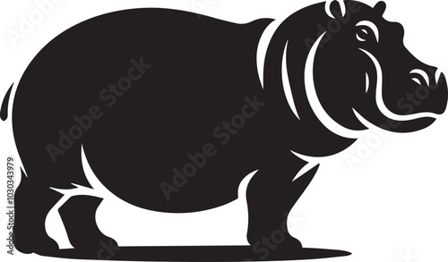 Hippopotamus silhouette cartoon illustration