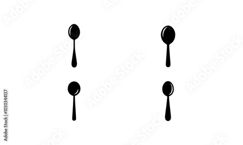 Silhouette set of spoon in black and white