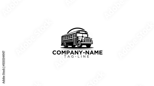School bus  Silhouette Set logo icon in black and white 2