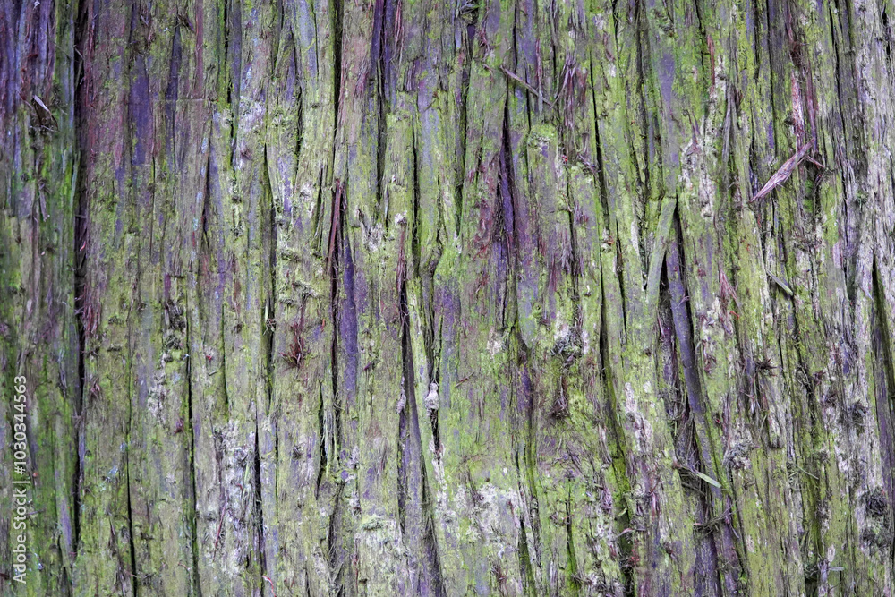This image shows the detailed texture of tree bark, covered in green moss, highlighting the natural aging process of the tree This image shows the detailed texture of tree bark, covered in green moss, highlighting the natural aging process of the tree