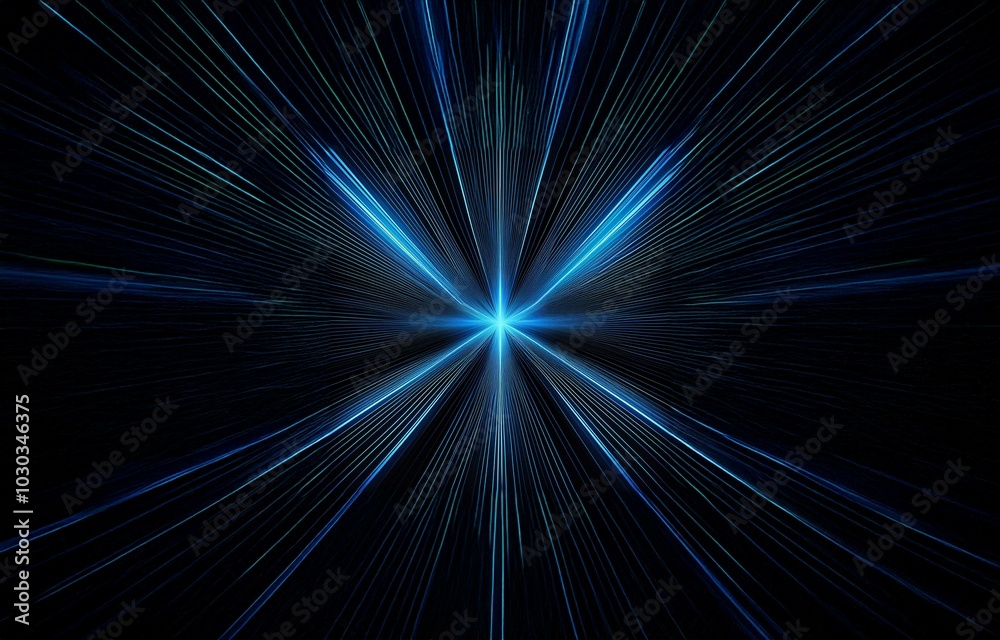 Abstract design with glowing blue lines radiating outward from a central point on a dark background. Abstract design with glowing blue lines radiating outward from a central point on a dark background.