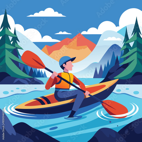 kayaking sports vector illustration graphic design