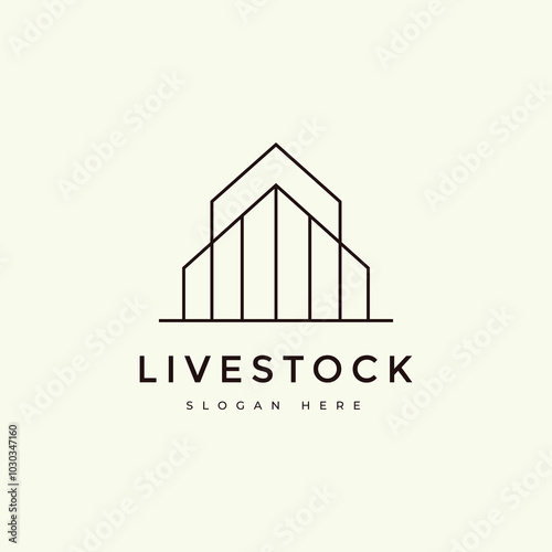 Livestock house farming logo design minimalist vector