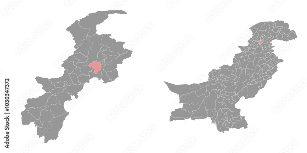 Fototapeta premium Buner district map, administrative division of Pakistan. Vector illustration.