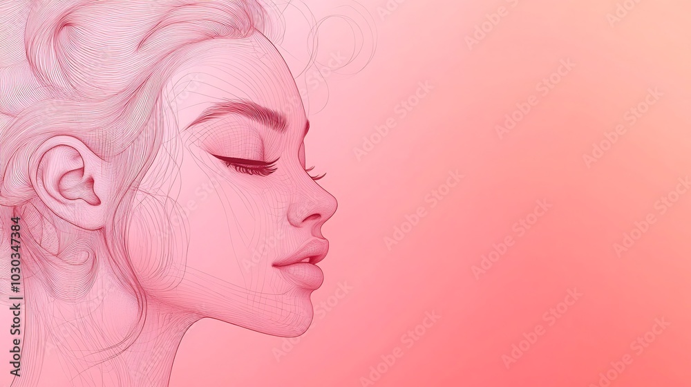 Clean stylish International Women's Day banner with a pale pink background and delicate line drawings of womens faces Spacious area for text and greetings Clean stylish International Women's Day banner with a pale pink background and delicate line drawings of womens faces Spacious area for text and greetings