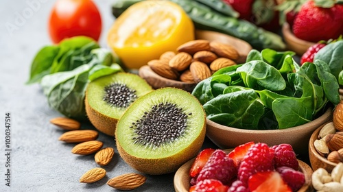 Wallpaper Mural Fresh Ingredients on a Rustic Table Setting Torontodigital.ca